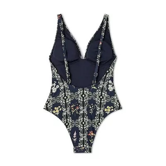 Women's Dainty Floral Tile Print Cheeky One Piece Swimsuit - Agua Bendita - Picture 5 of 6